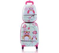 RELAX4LIFE 2 in 1 Set di Valigie Unicorno per Bambini, 2 Pezzi, Trolly+Zaino, con Ruote Girevoli, Maniglia Retrattile e Zaino con Piedini in Plastica (Modello 12)
