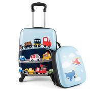 RELAX4LIFE 2 in 1 Set di Valigie Unicorno per Bambini, 2 Pezzi, Trolly+Zaino, con Ruote Girevoli, Maniglia Retrattile e Zaino con Piedini in Plastica (Modello 12) (28) (Modello 20)