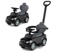RELAX4LIFE 3-in-1 Auto a Spinta/Passeggino per Bambini/Carrozzina Scorrevole con Maniglione Rimovibile e Pedana Retrattile, Barra di Scorrimento e Portaoggetti Nascosto, 1-3 Anni (NERO)
