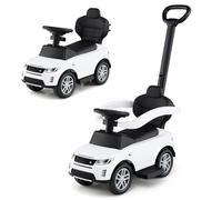 RELAX4LIFE 3-in-1 Auto a Spinta/Passeggino per Bambini/Carrozzina Scorrevole con Maniglione Rimovibile e Pedana Retrattile, Barra di Scorrimento e Portaoggetti Nascosto, 1-3 Anni (BIANCO)