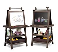 RELAX4LIFE 3 IN 1 Lavagna per Bambini a Doppia Faccia, 56×43×117cm (Caffè)