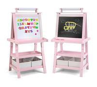 RELAX4LIFE 3 IN 1 Lavagna per Bambini a Doppia Faccia, 56×43×117cm (Rosa)