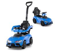 RELAX4LIFE 3-in-1 Macchinina a Spinta/Cavalcabile/Primi Passi per Bambini con Maniglia, Musica, Protezione di Sicurezza, Vano Portaoggetti sotto Sedile, per 1,5 a 5 Anni (BLU)