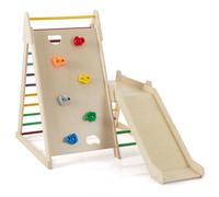 RELAX4LIFE 3 in 1 Set da Arrampicata per Bambini, Triangolo da Arrampicata con Scivolo, Scale e Rampa, Telaio in Legno, Palestra Montessori per Interno (Colorato)