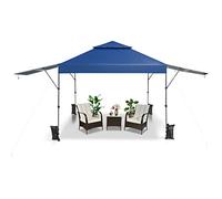 RELAX4LIFE 3x3M Tenda Gazebo da Giardino Pieghevole, Gazebo da Esterno per Festa e Matrimonia (3x3x2,7/2,8/2,9M, 2 Ruote, Blu)