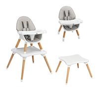 RELAX4LIFE 4 in 1 Seggiolone Pappa, Seggiolone Evolutivo con Vassoio Rimovibile e Cintura di Sicurezza, Altezza Regolabile in 4 Posizioni, per Bambini e Neonati 6-36 Mesi (Classico, Grigio)