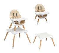 RELAX4LIFE 4 in 1 Seggiolone Pappa, Seggiolone Evolutivo con Vassoio Rimovibile e Cintura di Sicurezza, Altezza Regolabile in 4 Posizioni, per Bambini e Neonati 6-36 Mesi (Classico, Beige)