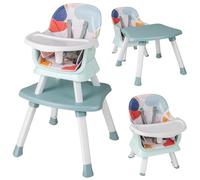 RELAX4LIFE 6 in 1 Seggiolone Pappa, Seggiolone Multfunzionale e Evolutivo con Imbracatura a 5 Punti, Vassoio Rimovibile e Regolabile, Tavolino e Sedia, per Neonati 6+Mesi, 25KG (Verde Menta)