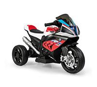 RELAX4LIFE 6V BMWMoto Elettrica per Bambini a 3 Ruote con Pedale Acceleratore,con Sedile Comodo e Porta USB/AUX, Moto Elettrica, Velocità 3 KM/H, Carico Massimo 30 KG, per Bambini 3-8 Anni (Rosso)