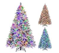 RELAX4LIFE Albero di Natale 135/180/210CM, Alberi Di Natale Innevato con 160/240/320 Luci LED, 472/850/1270 Rami e 26/34/40 Pigne, Apertura Ombrello e Montaggio Facile, Decorazione Natalizia (180CM)