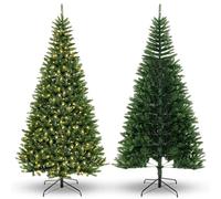 RELAX4LIFE Albero di Natale 240cm, Mezzo Albero da Parete con 360 Luci LED Incorporate, Albero di Natale Angolare da Muro, Decorazione Natalizia per Casa