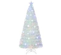 RELAX4LIFE Albero di Natale Artificiale 210cm con Luci in Fibre Ottiche e Addobbi: 1 Stella e 48 Fiocchi di Neve a LED, 270 Rami Folti e Realistici in PVC, Base Pieghevole in Ferro (Modello 4, 210 cm)