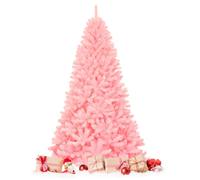 RELAX4LIFE Albero di Natale Rosa 180/230 cm, Abete Artificiale con Cerniere e Base Pieghevole di Metallo 100% PVC, Color Ciliegio, Aspetto Appariscente Perfetto Come Decorazione (230 cm)