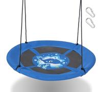 RELAX4LIFE Altalena a Disco da 102 cm, Rotonda Volante Impermeabile con Corde Regolabili e 2 Moschettoni, con Fantasie Innovative, per Interni ed Esterni(BLU 2)