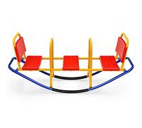 RELAX4LIFE Altalena a Dondolo in Metallo per Bambini 3-8 Anni, con 3 Posti a Sedere, Maniglie e Schienale, per Interno ed Esterno