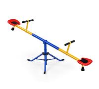 RELAX4LIFE Altalena a Dondolo per Bambini dai 3 agli 8 Anni in Acciaio, Trabucco Girevole a 360° con Maniglie Antiscivolo e Seduta, Base a Tre Artigli, Parco Giochi per la Scuola Materna