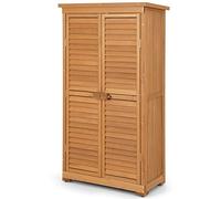 RELAX4LIFE Armadio da Esterno 87 x 47 x 160 cm in Legno Resistente alle Intemperie, con 3 Ripiani Rimovibili, Tetto a 2 Falde in Asfalto
