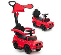 RELAX4LIFE Auto a Spinta 3-in-1 con Licenza Mercedes Benz, Auto Cavalcabile per Bambini con Maniglia, Tettuccio Regolabile, Poggiapiedi Estendibile, Clacson, Suono, Vano Portaoggetti (ROSSO)