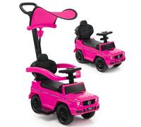 RELAX4LIFE Auto a Spinta 3-in-1 con Licenza Mercedes Benz, Auto Cavalcabile per Bambini con Maniglia, Tettuccio Regolabile, Poggiapiedi Estendibile, Clacson, Suono, Vano Portaoggetti (ROSA)