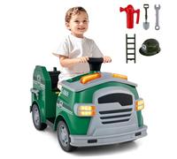 RELAX4LIFE Auto dei Pompieri per Bambini 12V, con Pala, Chiave Inglese, Estintore, Casco Protettivo, Musica, Allarme & Clacson, Auto Elettrica per Bambini 37-95 Mesi (VERDE)