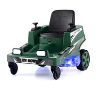 RELAX4LIFE Auto Elettrica Tosaerba a Sedile per Bambini 12V, con Sterzo a 360°, 2 Leve di Controllo e Luci LED, 2,8 km/h, Capacità 35 Kg, 3-8 Anni (VERDE)