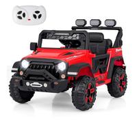 RELAX4LIFE Auto per Bambini da 12 V, Veicolo Elettrico con 2 Motori da 12 V, Sospensione a Mola e Telecomando, UTV da Campo con Riproduttore Musicale e Luci LED per Bambini (ROSSO)