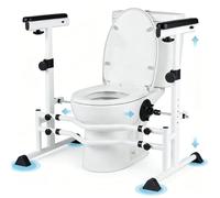 RELAX4LIFE Barre di Sicurezza per WC, Supporto WC per Anziani con Altezza e Larghezza Regolabili e Corrimani Estensibili, Portata 136 kg, Ringhiera di Sicurezza per Anziani & Disabili