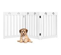 RELAX4LIFE Barriera per Cani, Ringhiera di Sicurezza Estensibile Portatile Pieghevole, Cancelletto di Protezione per Corridoio, Scale e Porte, Cancello per Cani per Interni (Bianco, 3 Pannelli)