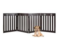 RELAX4LIFE Barriera per Cani, Ringhiera di Sicurezza Estensibile Portatile Pieghevole, Cancelletto di Protezione per Corridoio, Scale e Porte, Cancello per Cani per Interni (Marrone, 4 Pannelli)