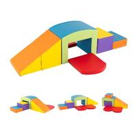 RELAX4LIFE Blocchi di Costruzione in Schiuma 6 Pezzi, Set di Blocchi da Arrampicata per Bambini con Copertura Impermeabile e Chiusure a Velcro, Design Convertibile per Combinazioni Infinite (Colorato)