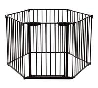 RELAX4LIFE Cancelletto di Sicurezza per Bambini, Recinto Rimovibile e Pieghevole con 5/6/8 Pannello, Barriera Protettiva per Camino Bambini Animali (Nero, 6 Pannello, 366 x 75cm)