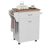 RELAX4LIFE Carrello da Cucina con Ruote con Cassetto, Armadietto, Ripiani Regolabili, Portaspezie e Portatovaglioli,Multifunzionale Design Moderno per Casa Bar Salotto