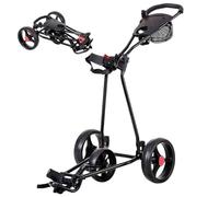 RELAX4LIFE Carrello da Golf a 3 Ruote, Compatto con Telaio di Ferro Robusto,Golf Cart Leggero e Pieghevole con Borsa in Rette e Portaombrelli, Facile da Trasportare,134 x 60 x 116 cm