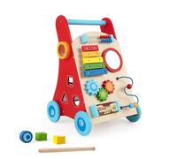 RELAX4LIFE Carrello Primi Passi 8 in 1in legno con Ausilio per Camminare, Centro Attività, Giocattoli Educativi,Xilofono, Labirinto, Sorter di Forme e Ruote, Per 1+ Anno