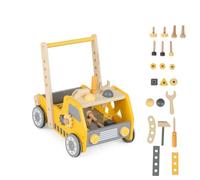 RELAX4LIFE Carrello Primi passi in Legno con Velocità e Ruote Regolabili, Banco da Lavoro, Attrezzi Montessori per Bambini, 41 x 31 x 42 cm