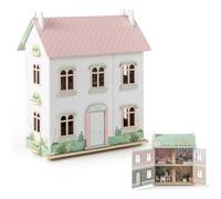 RELAX4LIFE Casa delle Bambole Realistica, Casetta in Legno per Bambini a 3 Piani e 5 Stanze con 1 Balcone, Casa delle Bambole Gigante con Mobili Divertenti, Multicolore, 61 x 26,5 x 71 cm (5)