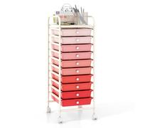 RELAX4LIFE Cassettiera con Ruote, Carrellino Salvaspazio con 10 Cassetti,Trasparente e Bianco,per Casa,86 x 37 x 32,5 cm (ROSA 2)