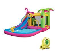 RELAX4LIFE Castello Gonfiabile con Soffiatore da 680W per Bambini, Parco Giochi Gonfiabile con Scivolo e 50 Palline, Area di Saltare, Parete da Arrampicata, per Interno ed Esterno