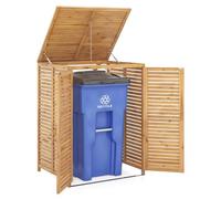 RELAX4LIFE Contenitore per Rifiuti da 120 L, Resistente alle Intemperiein Legno di Abete, con Coperchio a Ribalta e Catena Metallica, Porta Bloccabile