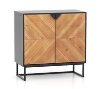RELAX4LIFE Credenza Buffet Cabinet, Mobile Credenza a 2 Ante, Credenza da Cucina con Gambe in Metallo, Tavolo Consolle Buffet Autoportante per Sala da Pranzo, Soggiorno, Ingresso (NERO)