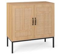 RELAX4LIFE Credenza Buffet con 2 Ante in Rattan, Ripiano Regolabile in 3 Posizioni, Gambe in Metallo, Kit Antiribaltamento, per Cucina Sala da Pranzo Soggiorno (NATURALE)