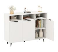 RELAX4LIFE Credenza Buffet in Legno, Mobile Dispensa da Cucina con 3 Ante e 3 Scomparti Aperti, Mensola Regolabile, Armadio Multiuso per Sala da Pranzo, Ingresso, Soggiorno, 120 x 40 x 90 cm, Bianco