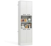 RELAX4LIFE Credenza da Cucina 190 cm in Legno, con 4 Porte, 2 Scomparti Aperti e Dispositivi Anti-Ribaltamento, Armadio per Soggiorno, Sala da Pranzo (Faggio Bianco)