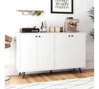 RELAX4LIFE Credenza da Cucina con 2 Armadietti, Mobiletto Multiuso, Credenza Stile Nordico in Legno per Sala da Pranzo, Salotto, Ingresso, Corridoio e Cucina, 127,5 x 38 x 80 cm (Bianco)