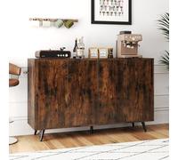RELAX4LIFE Credenza da Cucina con 2 Armadietti, Mobiletto Multiuso, Credenza Stile Nordico in Legno per Sala da Pranzo, Salotto, Ingresso, Corridoio e Cucina, 127,5 x 38 x 80 cm (Marrone)