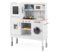 RELAX4LIFE Cucina Giocattolo in Legno per Bambini, Mini Cucina con Luci e Suoni Reali, Altezza Regolabile 97/101/103cm, Set di Cucina per Bambini 3-8 Anni (Lussuosa, Naturale)
