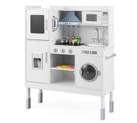 RELAX4LIFE Cucina Giocattolo in Legno per Bambini, Mini Cucina con Luci e Suoni Reali, Altezza Regolabile 97/101/103cm, Set di Cucina per Bambini 3-8 Anni (Lussuosa, Bianco)