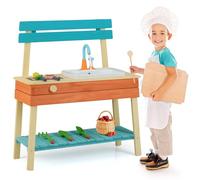 RELAX4LIFE Cucina Giocattolo per Bambini, Cucina da Esterno in Legno con Accessori da Giardinaggio e Cibo Giocattolo, Giocattolo Interattivo per Bambini 3-8 Anni