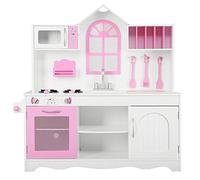 RELAX4LIFE Cucina Legno per Bambini, Cucina Giocattolo con Forno, Microonde e Fornelli, Mini Cucina, Giocattolo Educativo per Bambini 3+ Anni (Modello 1)