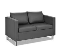 RELAX4LIFE Divano a 2 Posti da Soggiorno, Superficie in PU con Imbottitura Spessa, Design Ergonomico con 2 Cuscini Lombari, Divano Elegante con Gambe Galvanizzate per Casa e Ufficio (Divano M1)